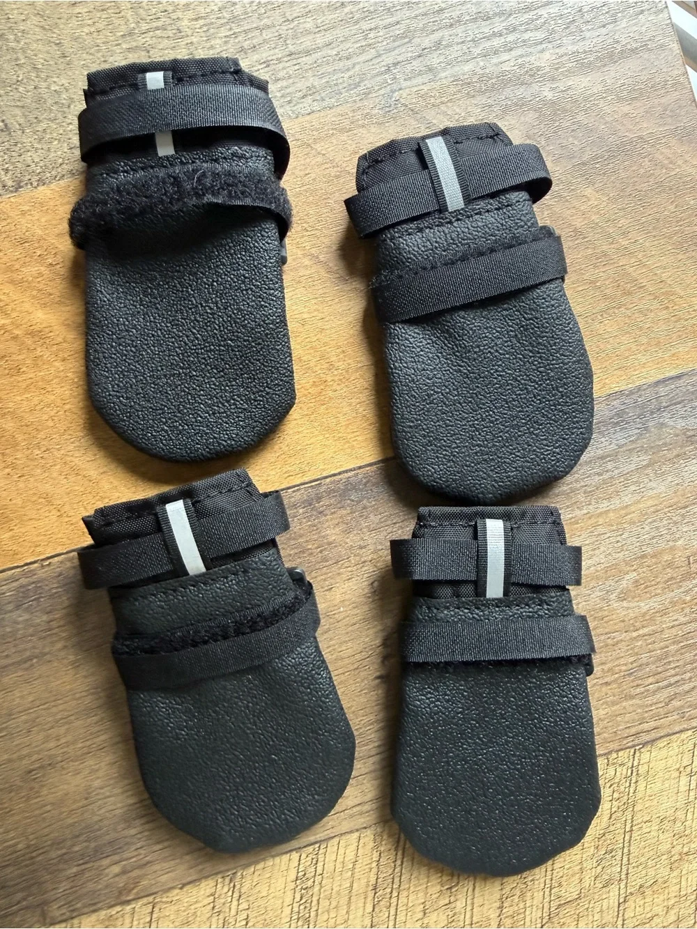 Black Reflective Strap Dog Boots — XS